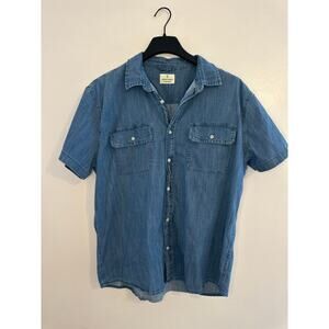 Mutual Weave Mens Classic Casual Button Down Short Sleeve Denim Shirt Size XL